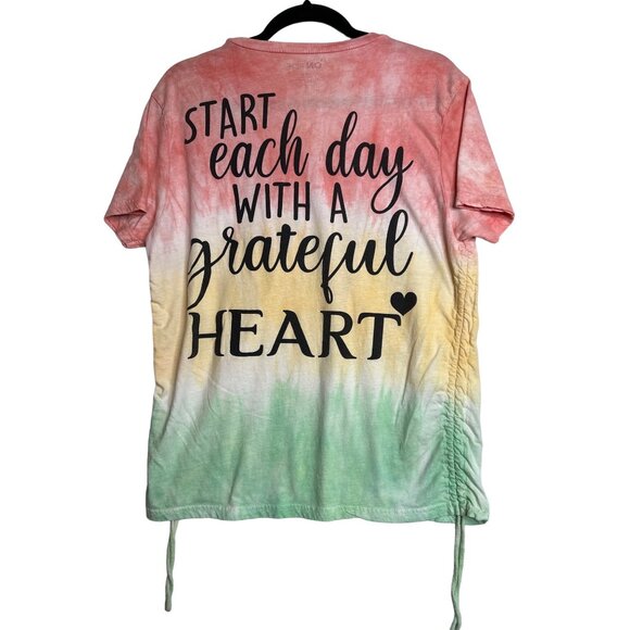 On Fire Womens 1X Shirt Feeling Blessed Adjustable Ruched Sides Tye Dye - Picture 4 of 4